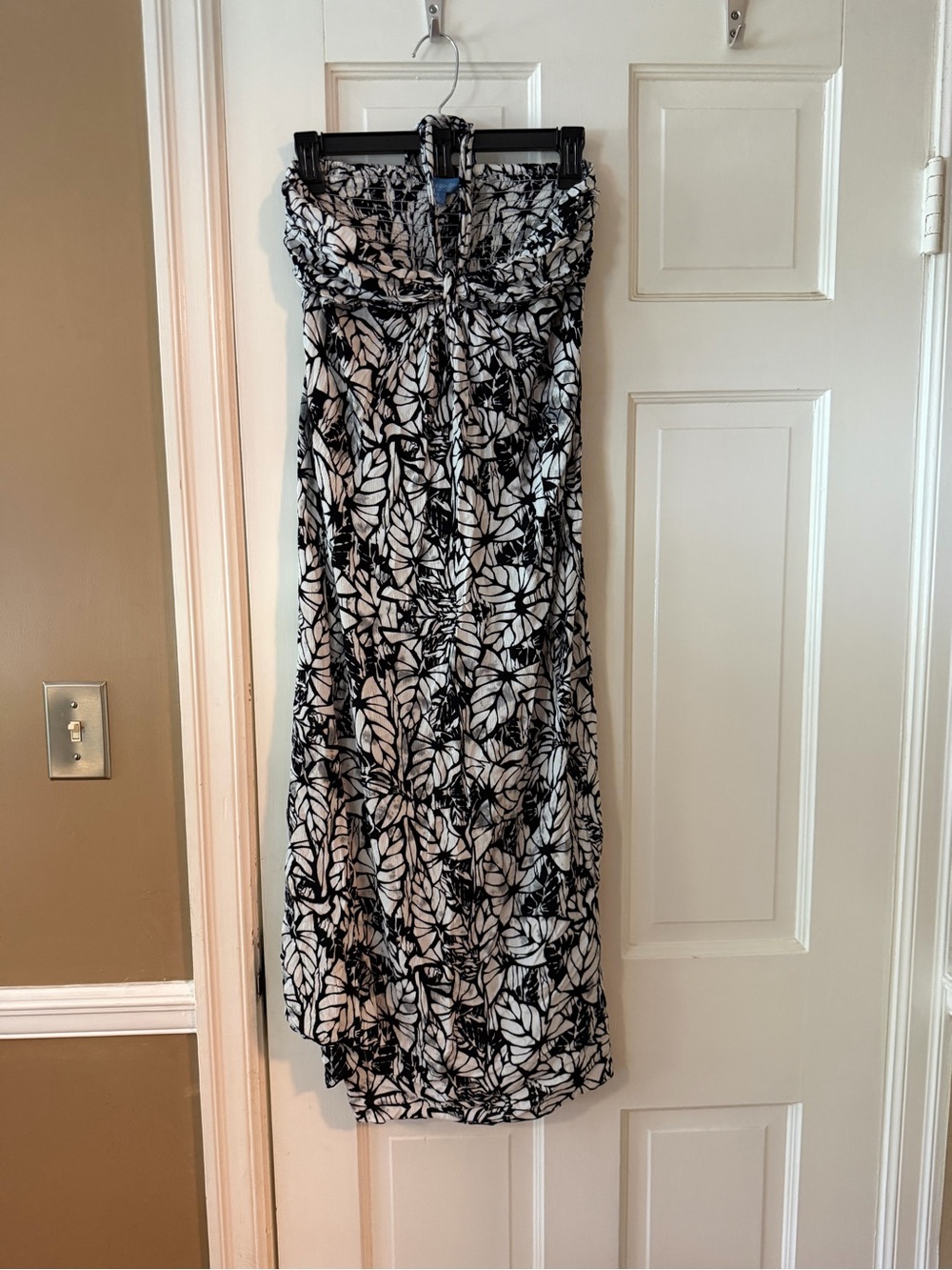 Blue Ginger Tropical Floral Strapless Maxi Dress L